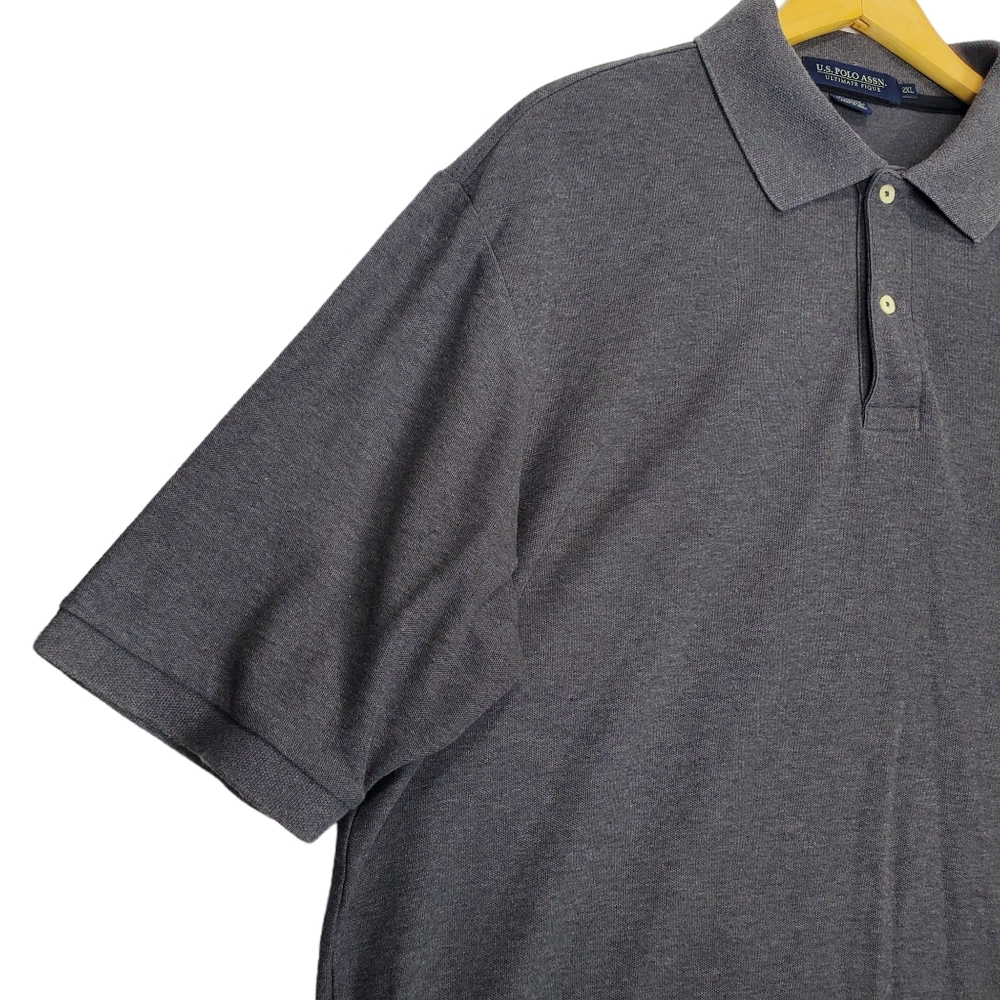 US Polo Association - Men's Charcoal Gray Short Sleeve Polo Shirt Size 2XL - Picture 3 of 16